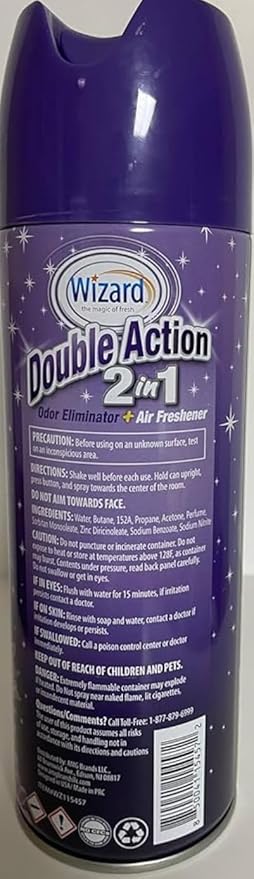 Wizard Double Action Smoke Odor Neutralizer & Air Freshener, Eliminates Smoke Smell & Odors, Freshens Air, Long-Lasting Scent; 6-Pack of 12oz Sprays lavender (pack of 6)