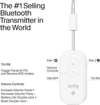 Twelve South AirFly Pro | Bluetooth Wireless Transmitter/Receiver Adapter for 2 Headphones, Audio Sharing, Compatible with 3.5mm aux Jack for Airplanes, TV, Gym, Stereo, and Travel, Gold