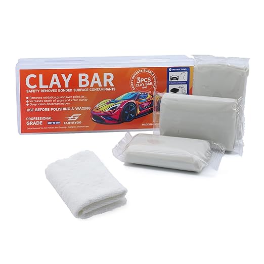 White Clay Bar 300g – Non-Abrasive Fine Grade Car Detailing Clay for Paint, Glass & Chrome – Soft, High-Elasticity, Reusable, Ideal for PPF, Wax & Glass Cleaning