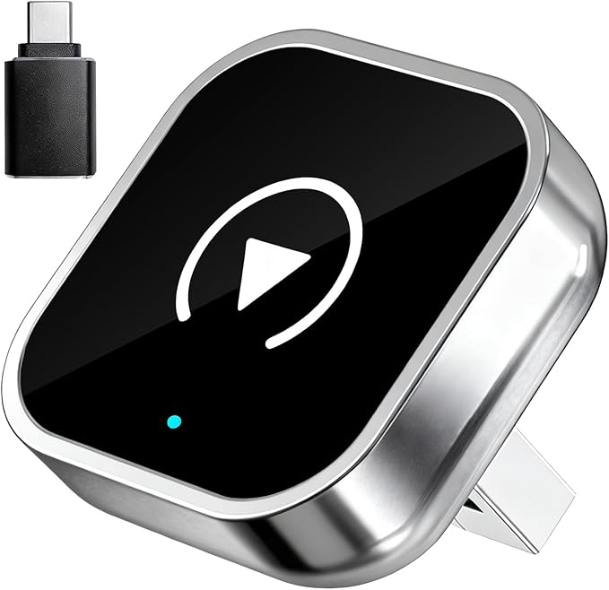 Wireless CarPlay and Android Auto Adapter, Ultra-Compact Aluminum Design with Dual-Band Technology, USB-C/USB-A Compatible for Wired CarPlay Vehicles