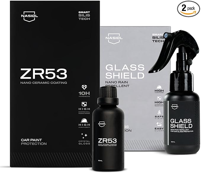 Nasiol ZR53 Nano Ceramic Coating and Glasshield Spray Rain Repellent Set
