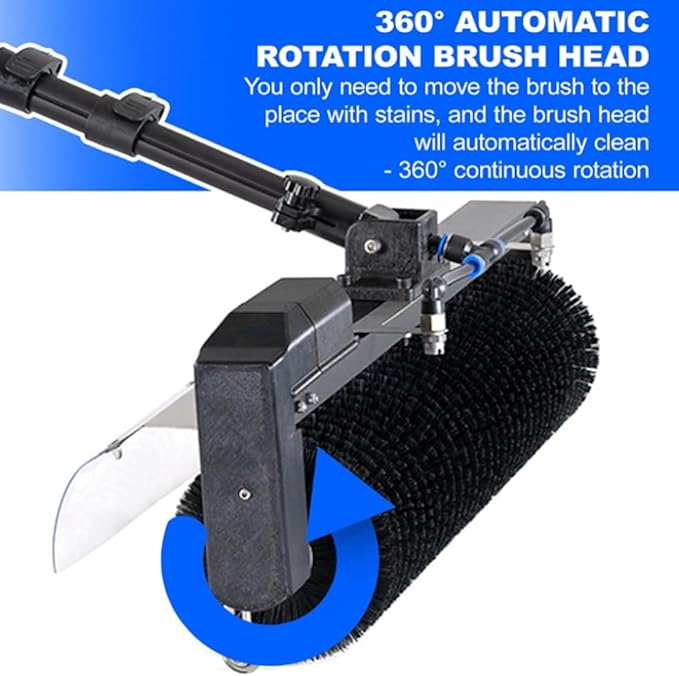 Electric Solar Panel Cleaning Tool with Roller Brush and Water Fed Pole for Efficient Photovoltaic Maintenance
