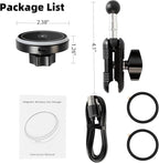 15W Magnetic Wireless Charging Phone Mount with Aluminum Double Socket Arm & 17mm/0.67" Ball -Replacement Base for Car Air Vent, Dashboard, Windshield Holder, Compatible with MagSafe iPhone