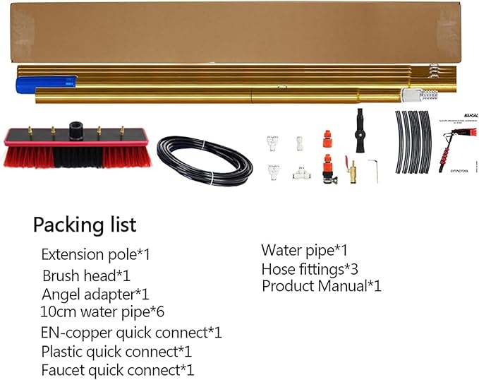 Window Cleaning Telescopic Pole, Water Fed Extendable Brush for Conservatory Roof Photovoltaic Panel Cleaning/Window Clean (6m/20ft)