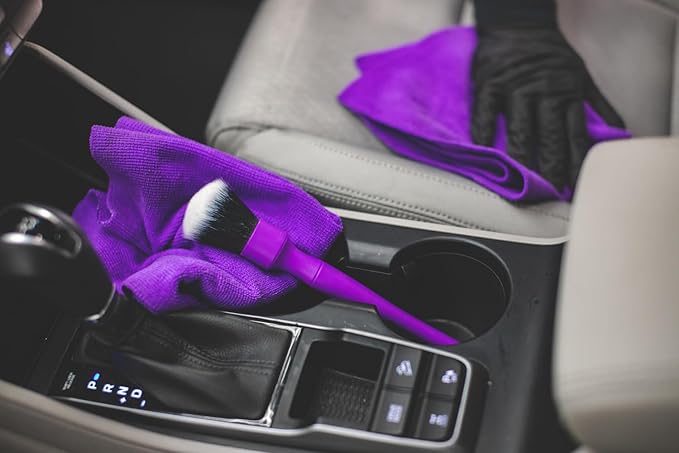 Detail Factory - Synthetic Detailing Brush - Ultra-Soft Bristles, Comfortable Grip and Scratch-Free Cleaning for Exterior, Interior, Emblems, Badges, and Instrument/Guage Panels. (Purple, Long)