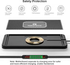 Wireless Charging Pad for Car, REESTECQI 15W Wireless Car Charger Pad Type C Charging Mat Non Slip [PD 40W Car Charger Incl] for Airpods iPhone 16/15/14/13, Samsung S24/S23/S22 (1 Meter Cable)