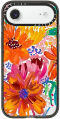 CASETiFY Impact iPhone Air Case [Slim/Compatible with Magsafe / 8.2 ft. 4X Military Grade Drop Protection] - EttaVee Watercolor Fleurs - Clear Black