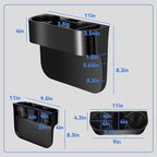 2PCS Seat Wedge Cup Holder for Car, Seat Gap Filler Cup Organizer Storage Box with Coaster(Black)