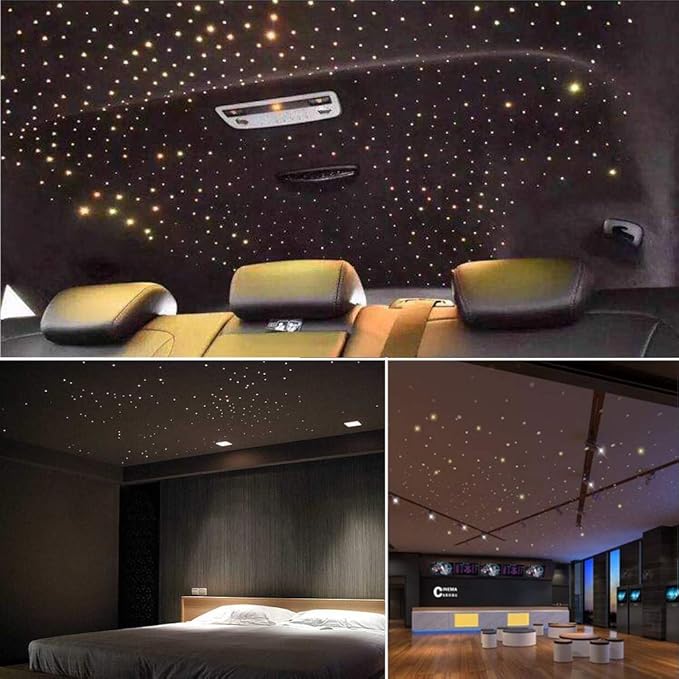AKEPO 16W Car Home RGBW APP Fiber Optic Lights Starlight Headliner Light Kit,Mixed Fiber Cable 430pcs（0.75+1+1.5mm） 9.8ft/3m+28key RF Remote +Music Activated Effect