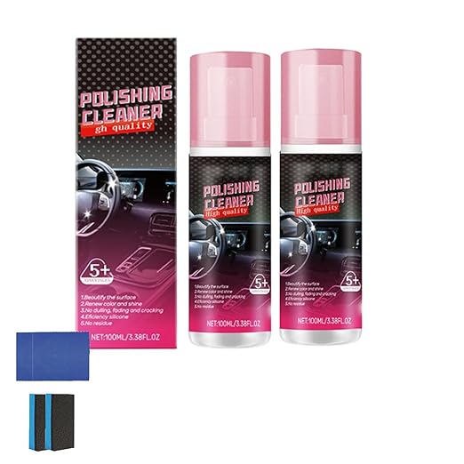 Instant Shine & Protection Car Interior Polisher, Polishing Car Interior Spray, Stay Soft, Smooth, and Comfortable for Leather, Plastic (2pcs)