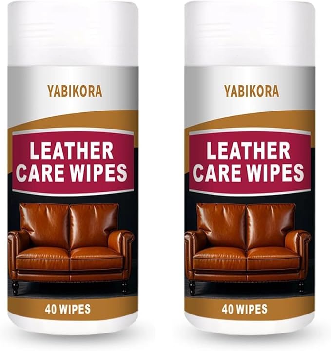 Leather Wipes, Full 80 Wipes Leather Seat Wipes for Car Interior, Steering Wheel & Furniture, Leather Couch Wipes and Conditioner - Generously Sized (4.72 X 5.51 Inch) - 2set