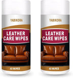 Leather Wipes, Full 80 Wipes Leather Seat Wipes for Car Interior, Steering Wheel & Furniture, Leather Couch Wipes and Conditioner - Generously Sized (4.72 X 5.51 Inch) - 2set