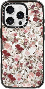 CASETiFY Impact Case for iPhone 16 Pro [8.2ft 4X Military Grade Drop Protection/Compatible with Magsafe] - Vintage Flower Monday - Clear Black