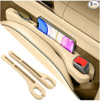 2PCS Car Seat Gap Filler Organizer with Phone Holder,[Upgrade Version] Car Seat Gap Organizer for Prevent Falling,Essential Car Accessories Car Side Seat Gap Filler (Beige)