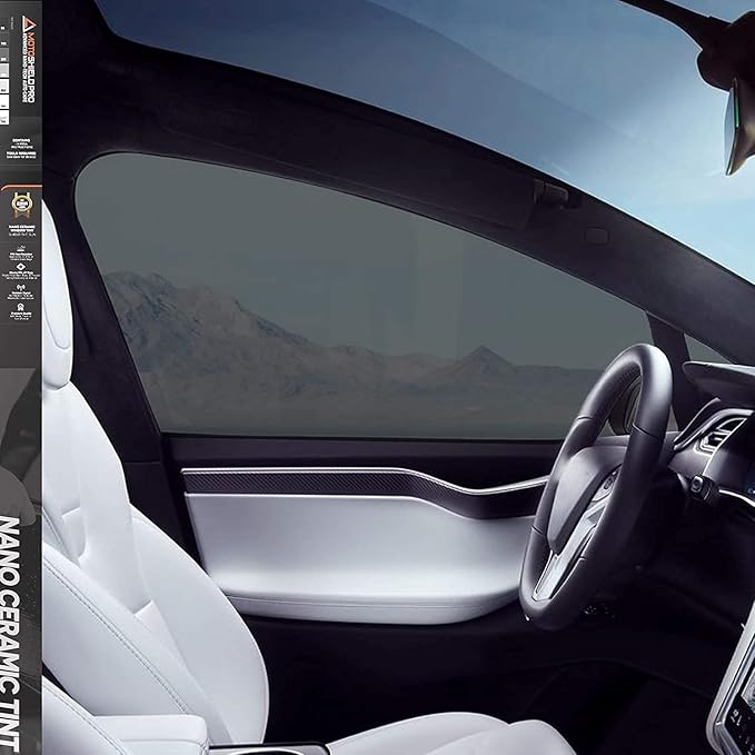 MotoShield Pro 25% VLT Nano Ceramic Window Tint for Car 24” in x 10’ ft 2PLY Roll High Heat Rejection & Glare Reduction Auto Tint Privacy Film, Rejects up to 99% IRR, 99% UV Blocking, Easy DIY Shrink