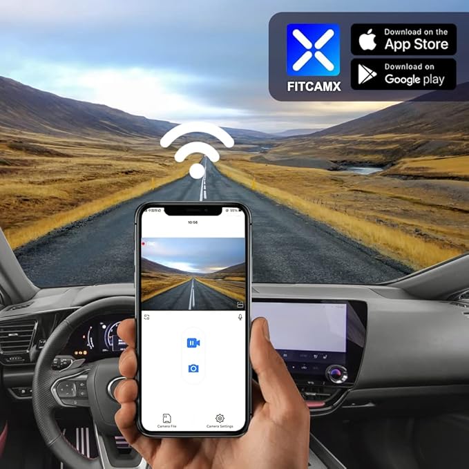 Fitcamx Front 4K+Rear 1080P Dash Cam Adapts for Lexus NX 2022-2026 & NX Hybrid 250 350 350h 450h, OEM Look, Dual HD Video, Built-in WiFi & APP, Loop Recording, G-Sensor, Easy to Set, 128GB Card