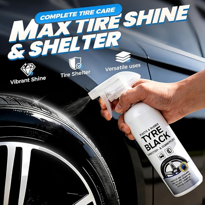 Plastics & Rubber Tyre Shine & Protector Spray, 2026 New Tire Spray Trim Plastic Restorer for Car, Wheel Cleaner Car Detailing Kit for Tire Coating Dressing (1 pcs)