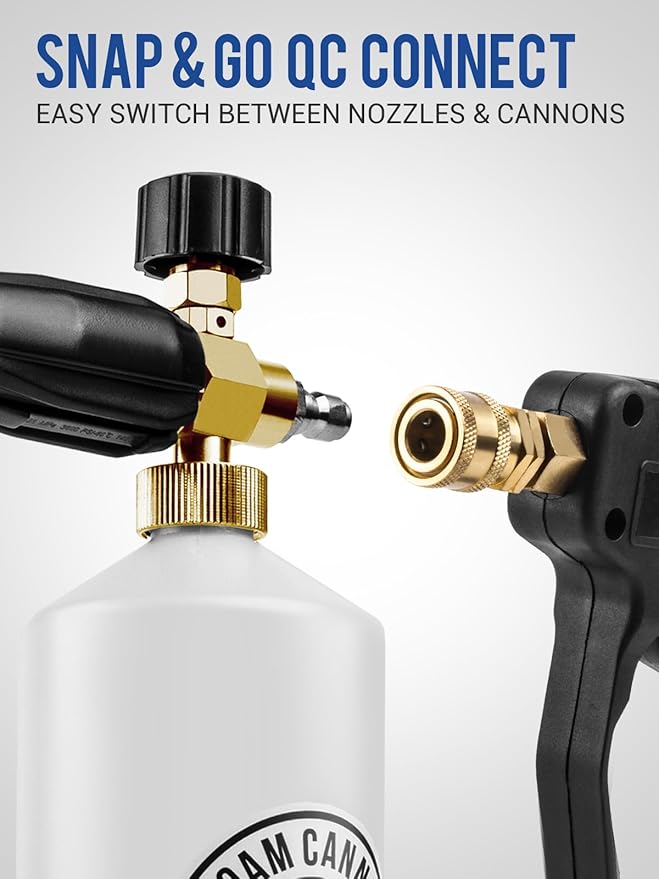 MEKOH Foam Cannon for Pressure Washer, 4000psi Car Wash Foam Gun, 1 Liter Foam Sprayer, Pressure Washer Soap Attachment with 1/4" Quick Connector, Snow Soap Blaster with 5 Nozzles for Car Detailing