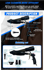 Car Cleaning Gun High Pressure Air Blow Gun with Suction Hood Detailing Interior Dryer Blower Gun Auto Detailing Kit Tools for Quickly Blasts Dirt and Dust from Surface