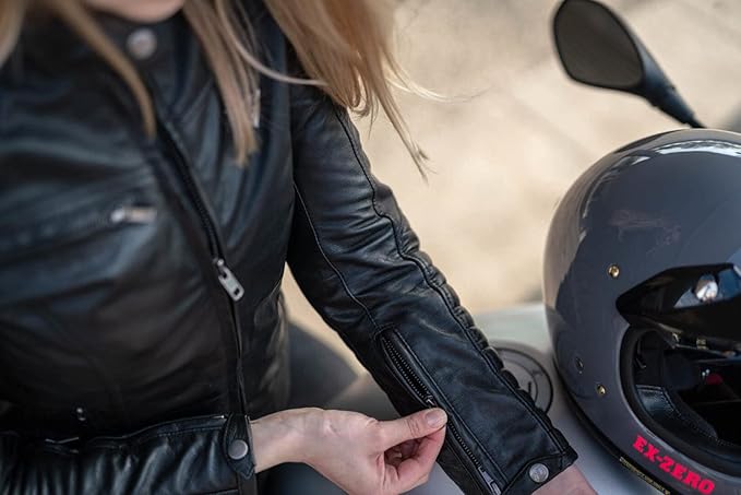 SHIMA Winchester 2.0 Motorbike Jackets for Women AirForce Back Protector Armour Riding Leather Motorcycle Jacket Summer Bikers Ventilated Armoured Bike Motorcycles (Womens, Black, XS)