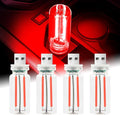 4Pcs Car USB Night Light, Touch Adjustment LED Ambient Lighting Plug in USB Automotive Night Lamps, Mini LED Bulb for Car, Camping, Holiday, Decoration, Bedroom, Party(Red)