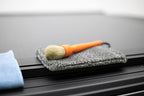 Detail Factory - Boar Hair Long-Handle Detailing Brush - Comfortable Grip and Heavy-Duty Scrubbing for Interior, Exterior, Engine Bay, Wheels, Exhaust Tips, Textured Plastic, Orange