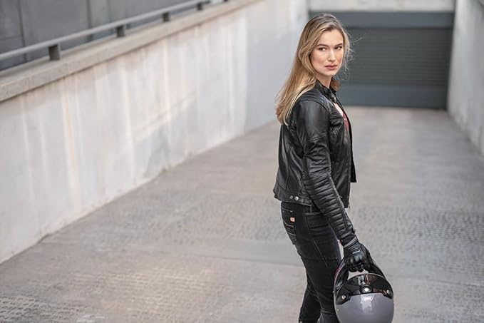 SHIMA Winchester 2.0 Motorbike Jackets for Women AirForce Back Protector Armour Riding Leather Motorcycle Jacket Summer Bikers Ventilated Armoured Bike Motorcycles (Womens, Black, XS)