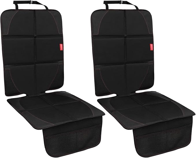 MORROLS Car Seat Protector, 2 Pack Carseat Protector with Thick Padding, Baby/Pets for Child Car Seat-Mesh Pockets-Waterproof-Universal Size(Black)