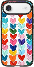 CASETiFY Impact iPhone Air Case [Slim/Compatible with Magsafe / 8.2 ft. 4X Military Grade Drop Protection] - Clear Polka Daub Hearts - Clear Black