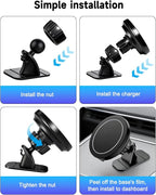for MagSafe Car Mount Charger, 15W Fast Charging Magnetic Wireless Car Charger, [3000gf Ultra Magnet] Magnetic Phone Holder for Your Car, 360° Air Vent/Dashboard Car Bracket Stand for iPhone & Android