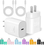 Type C Charger Fast Charging, 2Pack [10FT&6FT] Long USB C Cable with 25W Phone Super Fast Charger Block Compatible with Galaxy S25/S24/Plus/Ultra,iPhone 15/16/17/Air/Plus/Pro Max