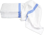 Nouvelle Legende Ribbed Microfiber Bar Mop Towels, Super Absorbent, Cleaning & Drying Cloths, Lint-Free, Streak-Free for Kitchen, Home & Auto, 14x18 Inch, 12-Pack, Blue Stripe