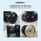 KNOBWELL 2 Pack Black Dummy Door Knob, Single Sided Handle for Closets, French Double Doors, and Pantry, Matte Black One Side Non-Turning Interior Push/Pull Door Knob