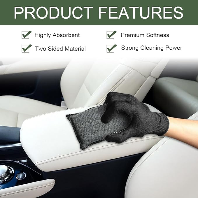 2PCS Car Interior Scrubbing Sponge, Scrub Pads Car Detailing, 5.9'' x 3.5'' Microfiber Auto Interior Cleaning Scrub Applicator, Auto Wash Sponge Pad for Vehicles Leather Plastic (Gray Black)