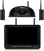 ZEROXCLUB 3-Camera Wireless RV Backup Camera System with 7-Inch Monitor, 1 Rear Sharkfin, 2 Side Cameras, DVR Monitor & IR Night Vision, IP69K Waterproof, Compatible with Furrion Pre-Wired RV Trailer