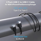 2 Pack 90W USB C Car Charger Super Fast Charging for iPhone 17 Pro Max/Air/16/15/iPad, Samsung S26 Android Phone, Dual 45W PD Port Auto Accessories, 12V Cigarette Lighter Adapter + 3.3 ft Type C Cord