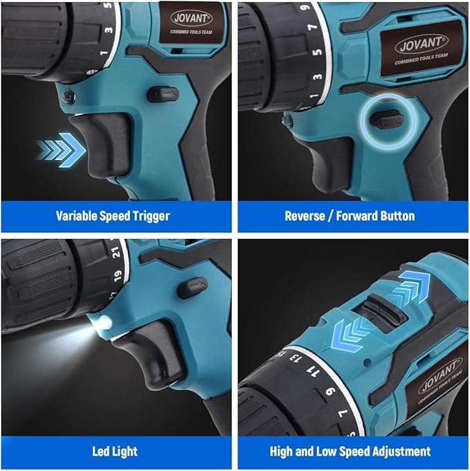 Cordless Telescoping Power Drill&Cleaning Tools with 1-Max 20V Battery and 2.0A Charger.2-in-1 Cordless Pole Drill and Cleaning Brush with 10Pcs Drill Bits and 7Pcs Drill Brush(Jovant)