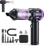Portable Cordless Car Vacuum, 4-in-1 Handheld with Air Blower, New Pro Brushless Motor, 22000Pa Suction, Type-C Fast Charging, LED Light, for Pet Hair Car Home Office, with Case (Black Purple)