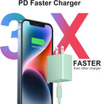 iPhone 17 16 15 Charger Fast Charging 2+2Pack 20W USB C Wall Charger with 10FT Fast Charging Cable Compatible with iPhone 17/17 Air/17 Pro/17 Pro Max/iPhone 16/15 Series, iPad Pro/AirPods-Green