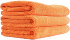 The Rag Company - Premium FTW Microfiber Cleaning Towels for Glass, Windows, Mirrors, Polished Surfaces - Streak-Free, Scratchless, 16" x16”, Orange, 3-Pack