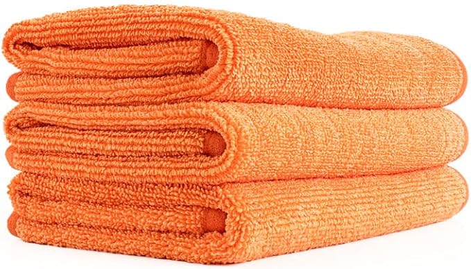 The Rag Company - Premium FTW Microfiber Cleaning Towels for Glass, Windows, Mirrors, Polished Surfaces - Streak-Free, Scratchless, 16" x16”, Orange, 3-Pack