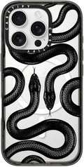 CASETiFY Impact Case for iPhone 16 Pro [Slim / 8.2 ft. 4X Military Grade Drop Protection/Compatible with Magsafe] - Black Kingsnake - Clear Black