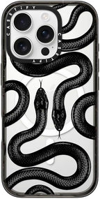 CASETiFY Impact Case for iPhone 16 Pro [Slim / 8.2 ft. 4X Military Grade Drop Protection/Compatible with Magsafe] - Black Kingsnake - Clear Black