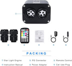 AMKI Dual Color 20W Twinkle Sound Mode RGBW Dual Port Light Source Engine Driver Remote/APP Control Starlight Box Motor for Fiber Optic Star Ceiling Light Kit