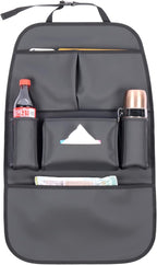 Car Backseat Organizer for Kids, Car Back Seat Storage Bag With 3 Pockets, 2 Drinks Holders, Water Resistant, Kids Toy Storage Kick Mat Back Seat Protector for Toddlers (Black 1-Pack)