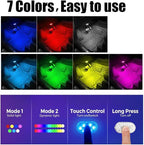 4PCS Wireless Car Interior LED Lights 7Colors USB Rechargeable Car LED Touch Light with 6 Super Bright LED Lamp Beads Car Interior Ambient Light Universal Vehicle Accessories for Car Decor