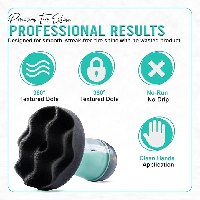 Flow Tire Shine Applicator Pad for Cars & Trucks, Reusable Tire Dressing Applicator, No-Drip Streak-Free Finish, Works with Tire Shine Gels, Sprays & Dressings