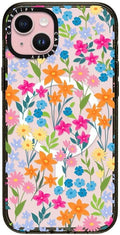 CASETiFY Impact iPhone 15 Plus Case [4X Military Grade Drop Tested / 8.2ft Drop Protection/Compatible with Magsafe] - Flower Prints - Bright Spring Flowers - Clear Black