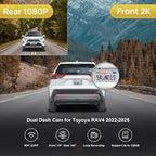 Fitcamx Front 2K+Rear 1080P Dash Cam Adapts for Toyota RAV4 2022-2025 (Model B, with Vents on Cover), OEM Style, Dual HD Video, Built-in WiFi & APP, Loop Recording, G-Sensor, Easy to Set, 64GB Card