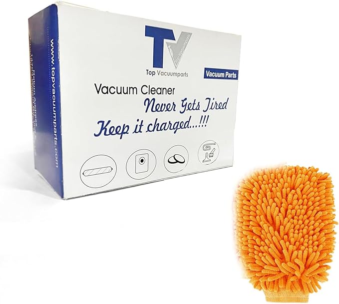 TOP VACUUM PARTS Premium Scratch-Free Microfiber Wash Mitt - Orange, Ultra-Soft Car Wash Glove for Swirl-Free Finish, Safe for Cars, Trucks, SUVs, Motorcycles, and More